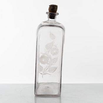 An engraved vodka bottle, later part of the 19th century.