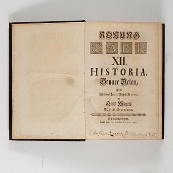 JÖRAN NORDBERG, KONUNG CARL DEN XII:TES HISTORIA. 1-2. Stockholm 1740.