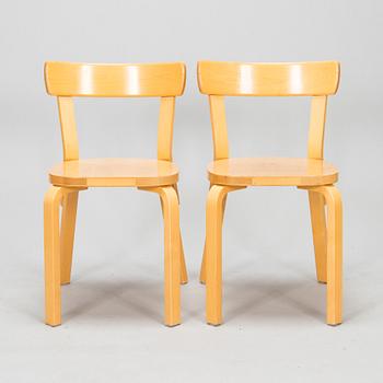Alvar Aalto, stolar, 4 st, modell 69, Artek, 1900-talets slu.