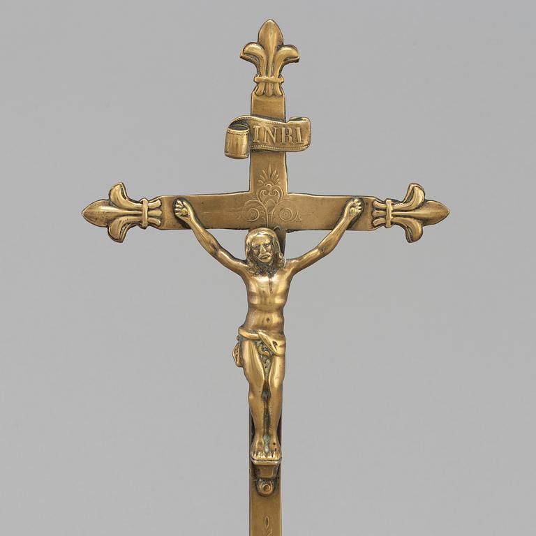 A 19th century bronze crucifix.