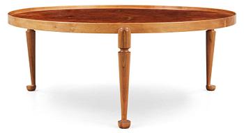 A Josef Frank walnut and burrwood sofa table, Svenskt Tenn, model 2139.