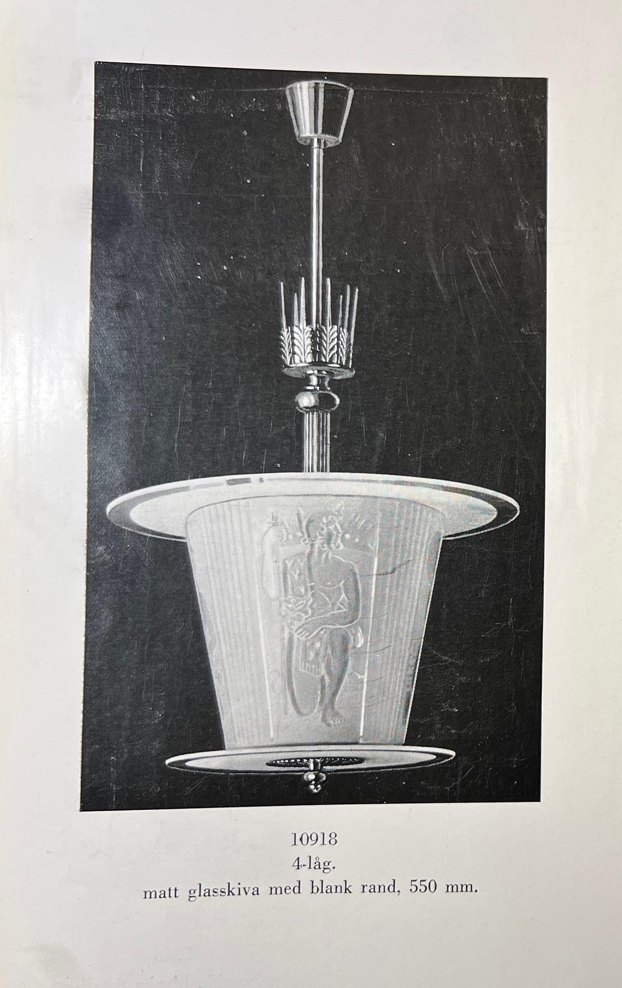 Harald Notini, a ceiling lamp model 10918, Arvid Böhlmarks Lampfabrik, Stockholm, 1930s.
