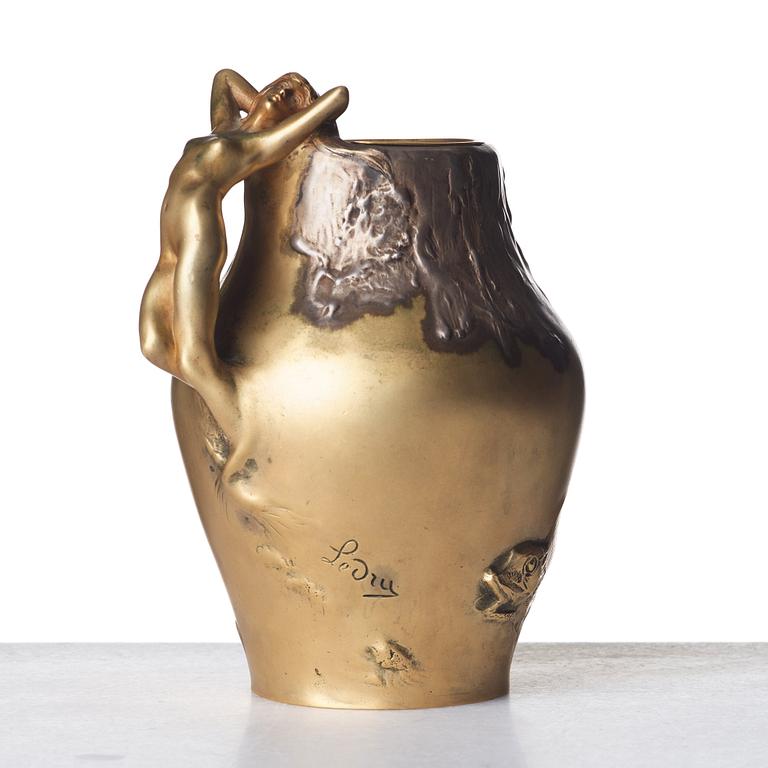 Auguste Ledru, a gilt-bronze vase "Rèverie", Susse Frères, Paris ca 1900.