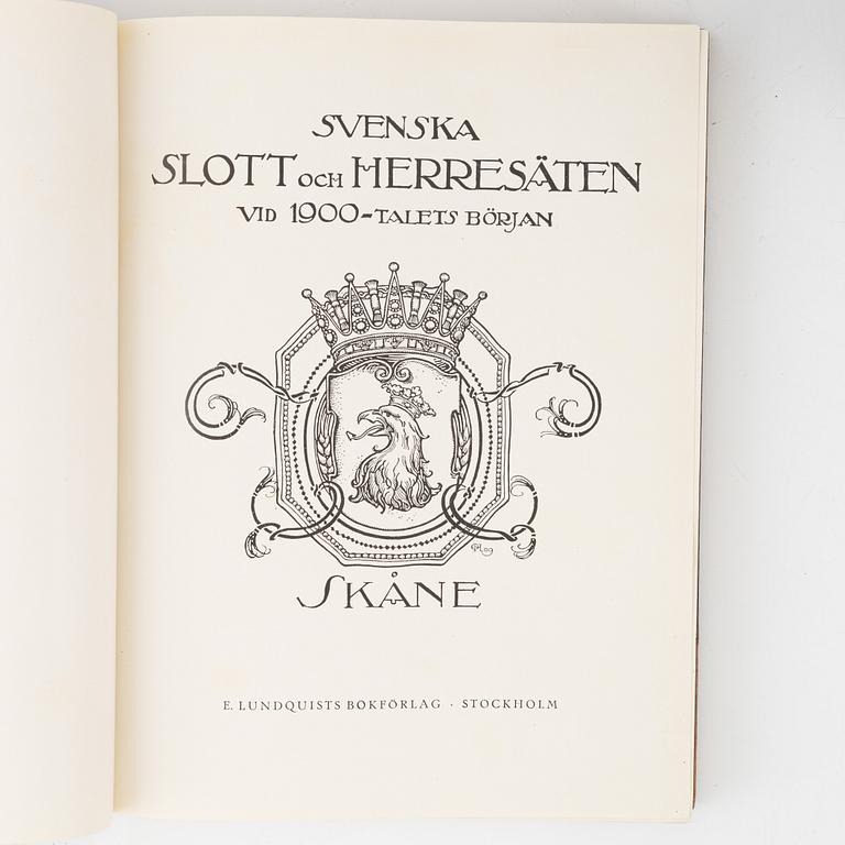 "Svenska slott och herresäten vid 1900-talets början", 5 vol, Stockholm 1908-14; samt Ny följd 4 vol, Stockholm 1918-23.