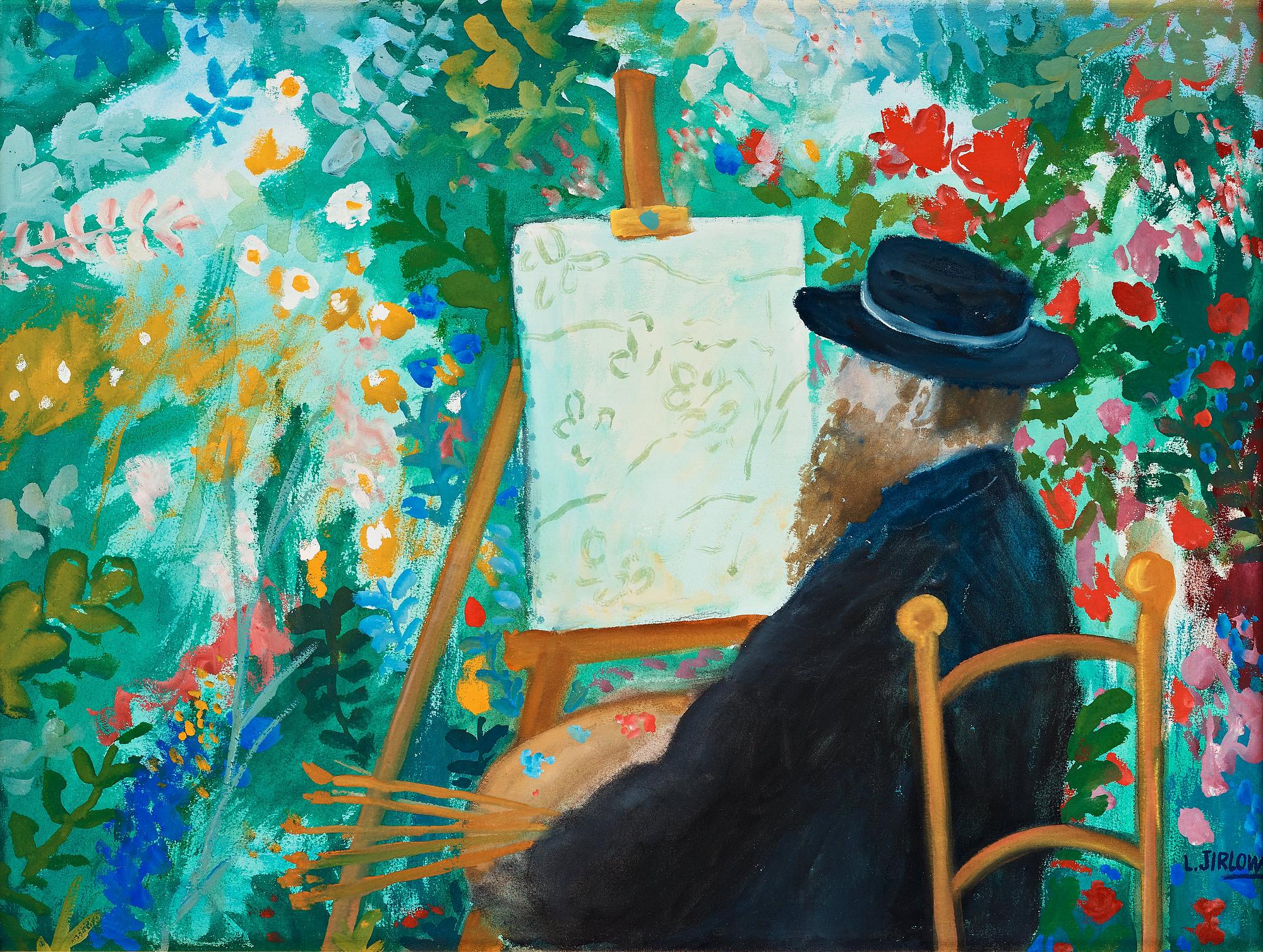 Lennart Jirlow, The artist by the easel.
