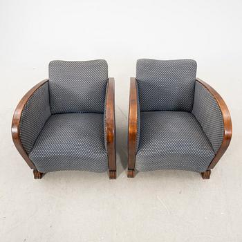 A pair of easy chairs, art deco 1930s.