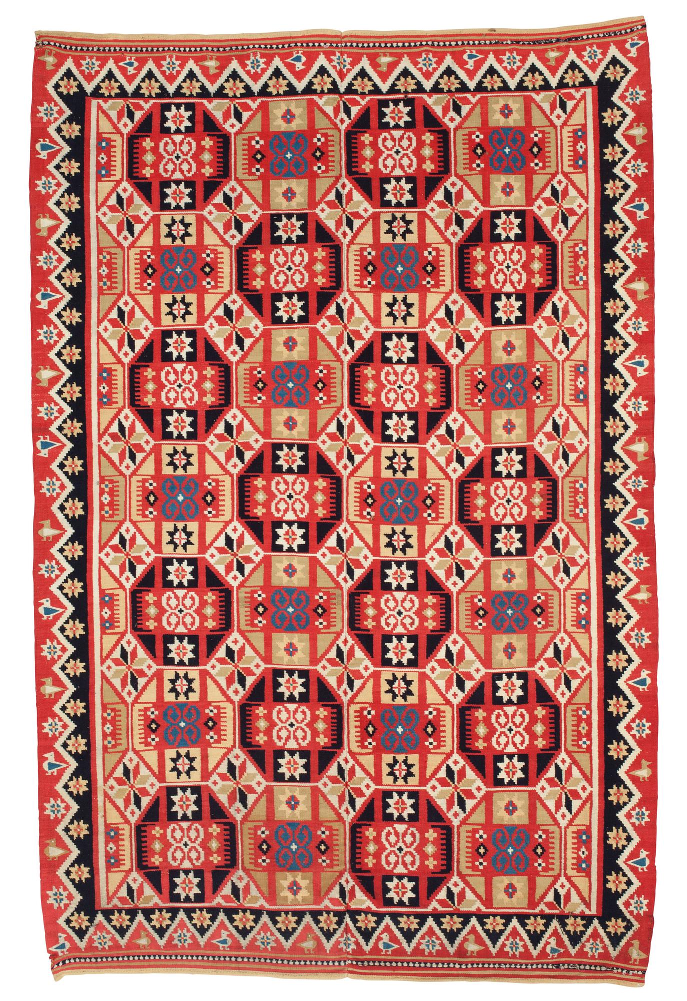 BED COVER. Double-interlocked tapestry. 213 x 136 cm. Scania, Sweden, around 1820-1830. Probably Yngsjö/Tuvåkra.