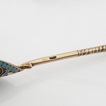 Spoons 2 pcs Russia silver and enamel 1908-26.