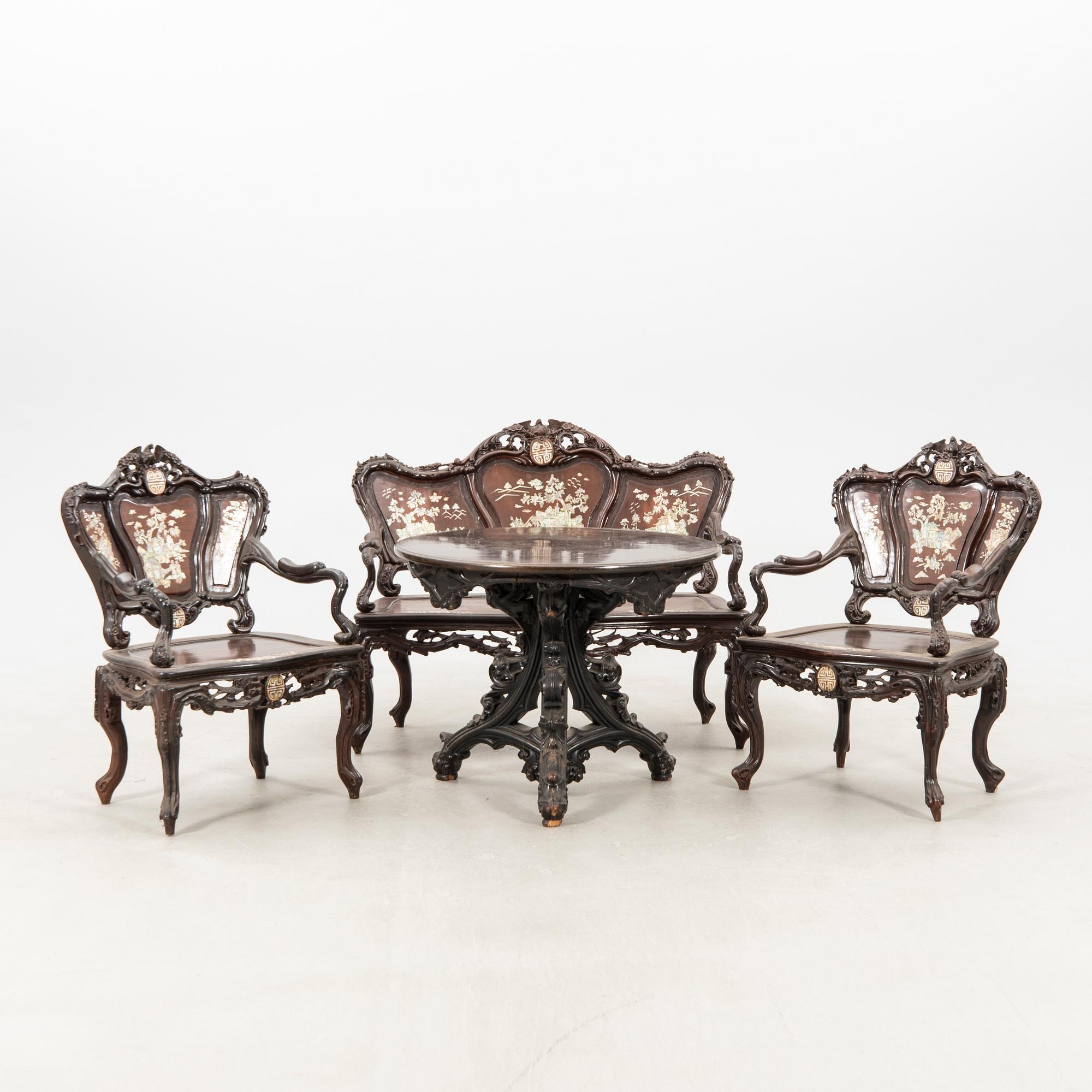 Furniture set, four pieces, China, first half of the 20th century.
