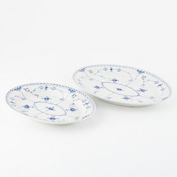 Royal Copenhagen, 76 porcelain service parts, 'Musselmalet Full Lace and Half Lace', Denmark.