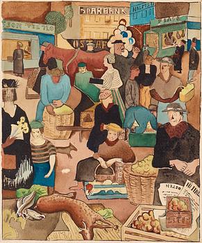 6. Axel Olson, Market scene, Halmstad.