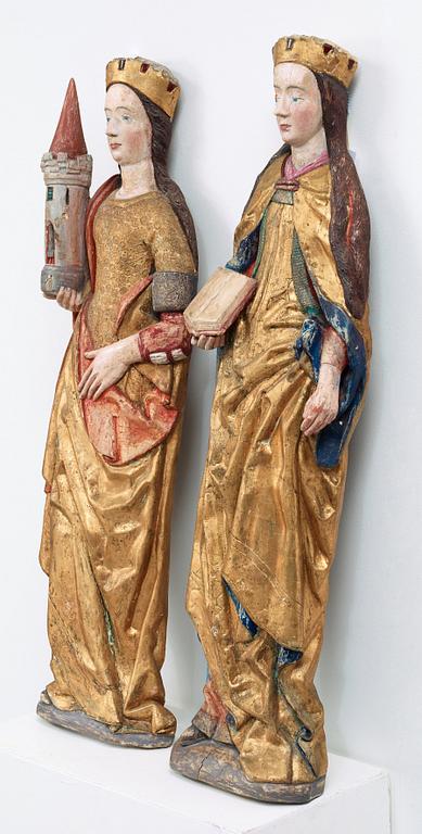 Two late Gothic 15th century wooden sculptures, probably northern Germany.