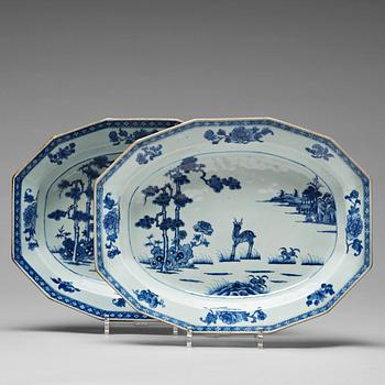 A pair of blue and white tureen stands, Qing dynasty, Qianlong (1736-95).