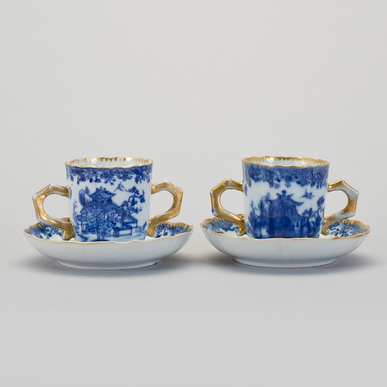 KOPPAR med FAT, ett par, kompaniporslin, Qianlong 1736-95.