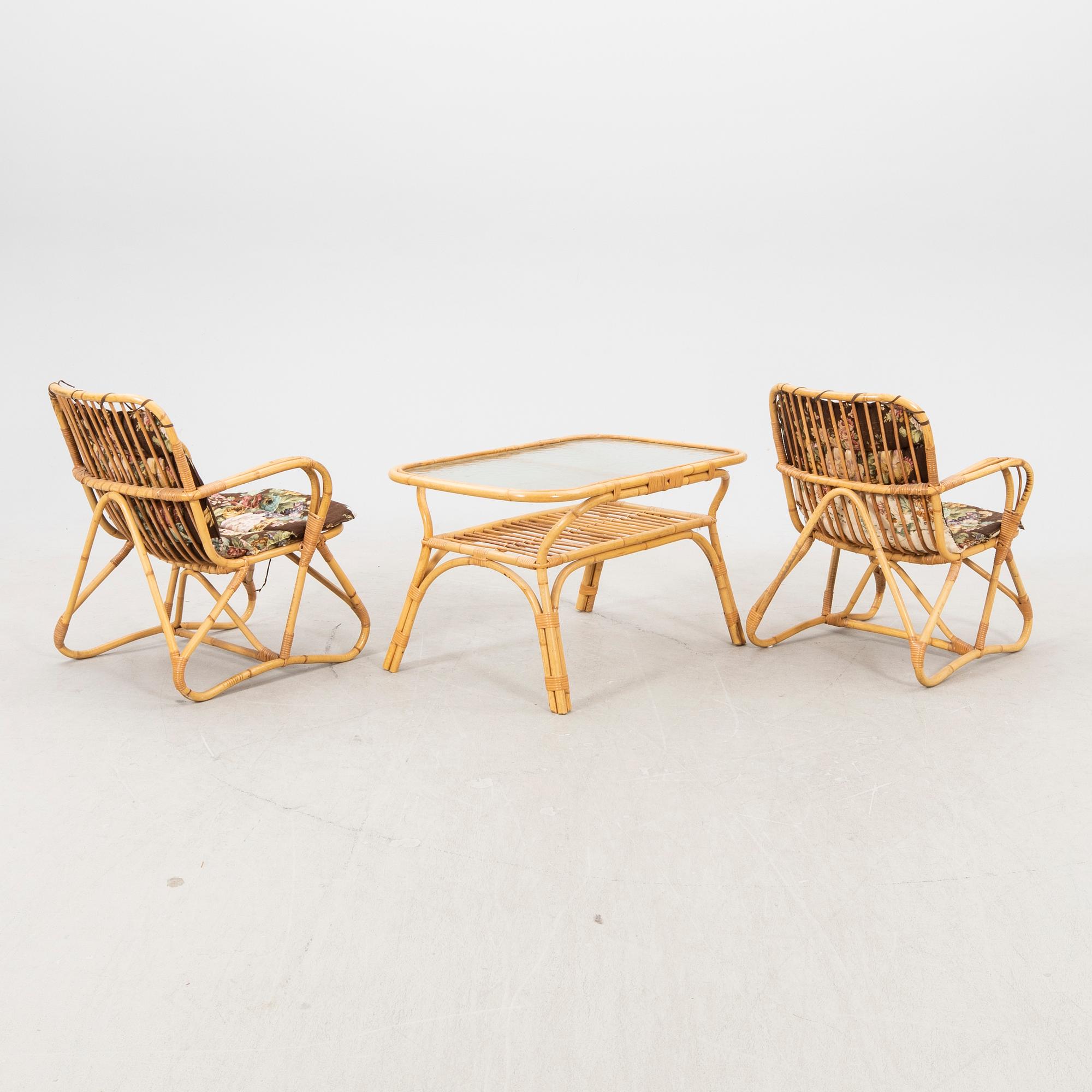 A three pcs bamboo and rattan garden suit mid 1900s/second part.