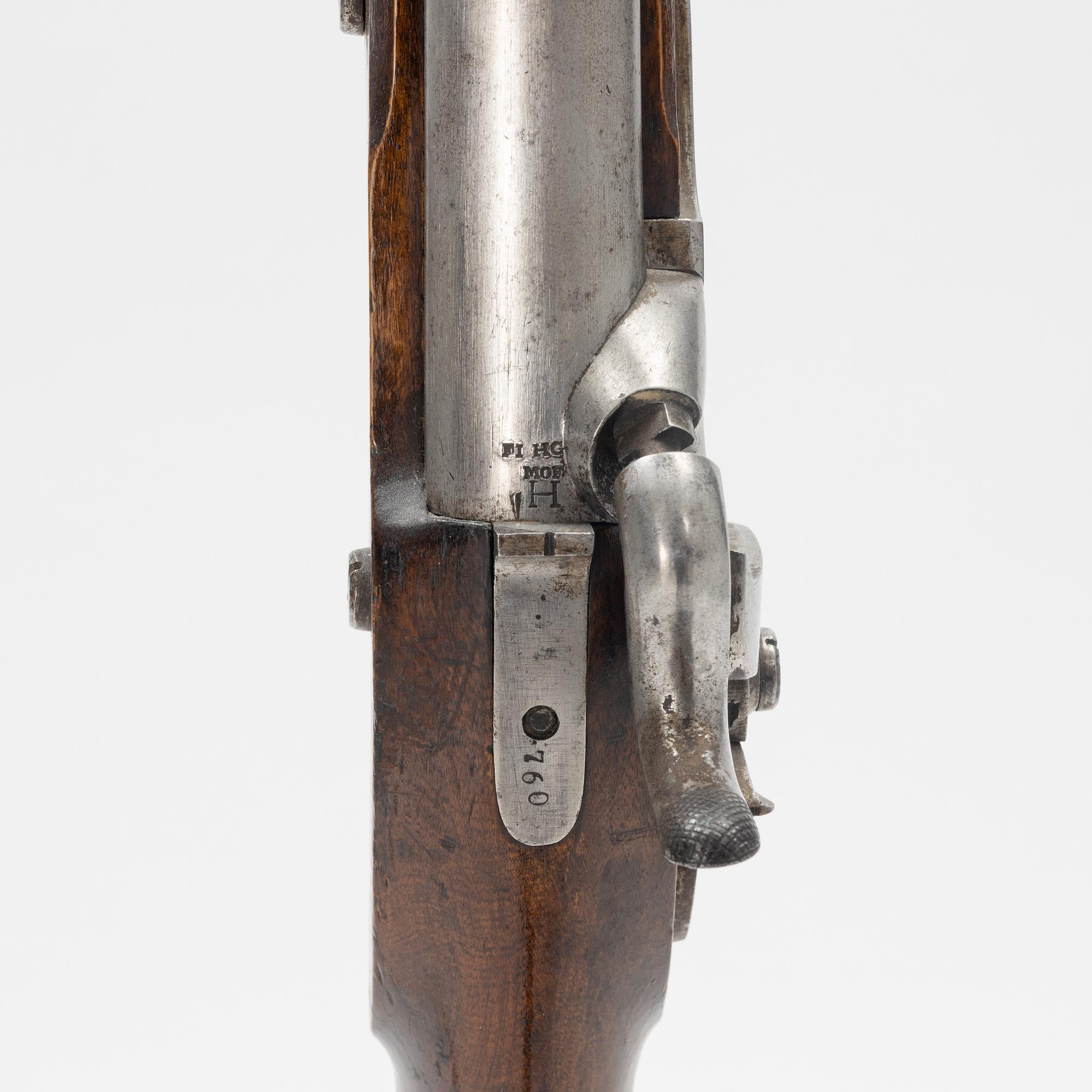 A Swedish percussion rifle 1845-54 pattern with bayonet.