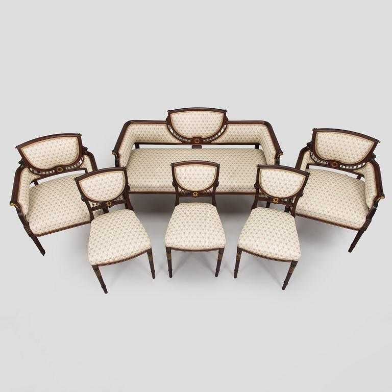 A six-piece furniture set, Nikolai Boman's, Turku, 1890s.