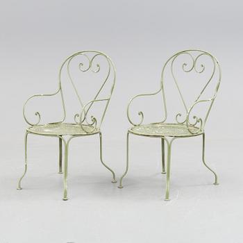 TRÄDGÅRDSMÖBLER, 5 delar, metall, 1900-tal.