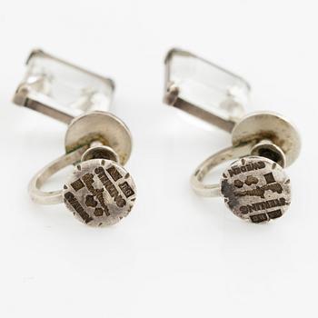Wiwen Nilsson, a pair of earrings, sterling silver and step-cut rock crystal, Lund 1943.