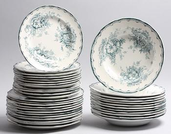 SERVISDELAR, 36 delar, flintgods, "Gröna Anna", Rörstrand.