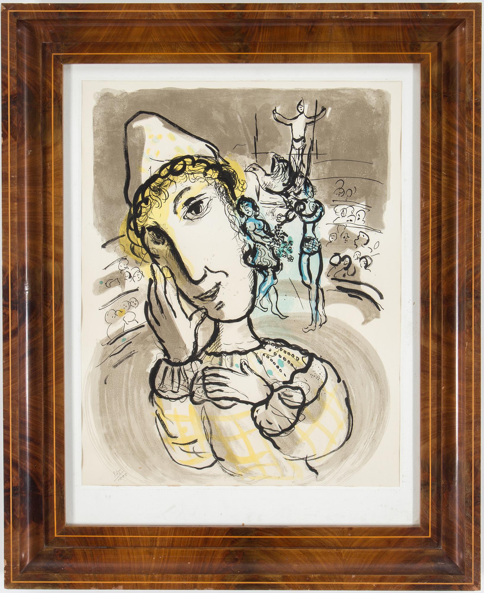 MARC CHAGALL, after, colour litograph. Numbered 925/1000.