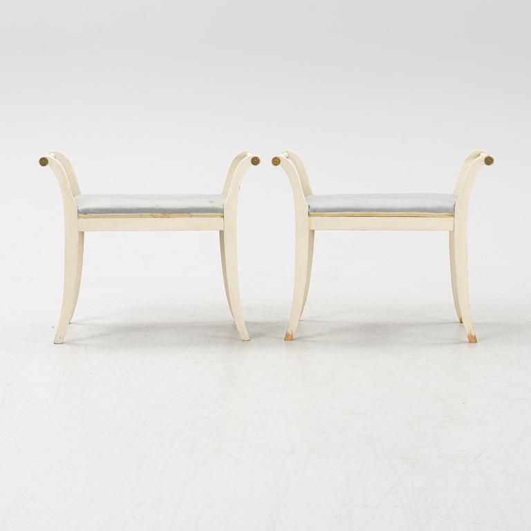 A pair of Empire style stools, 20th Century.
