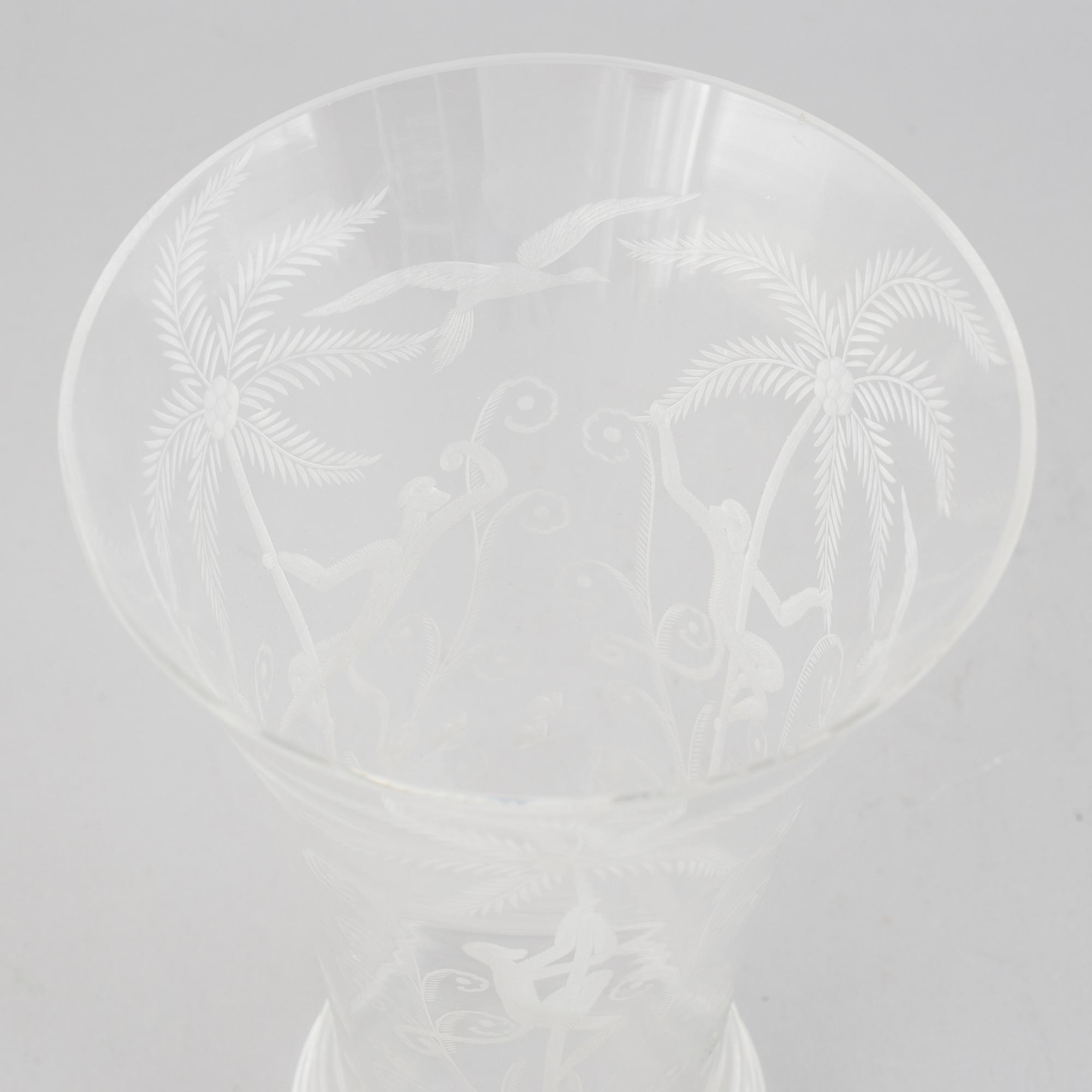 Edward Hald, a glass vase, 'Urskogen', Orrefors, numbered 378.