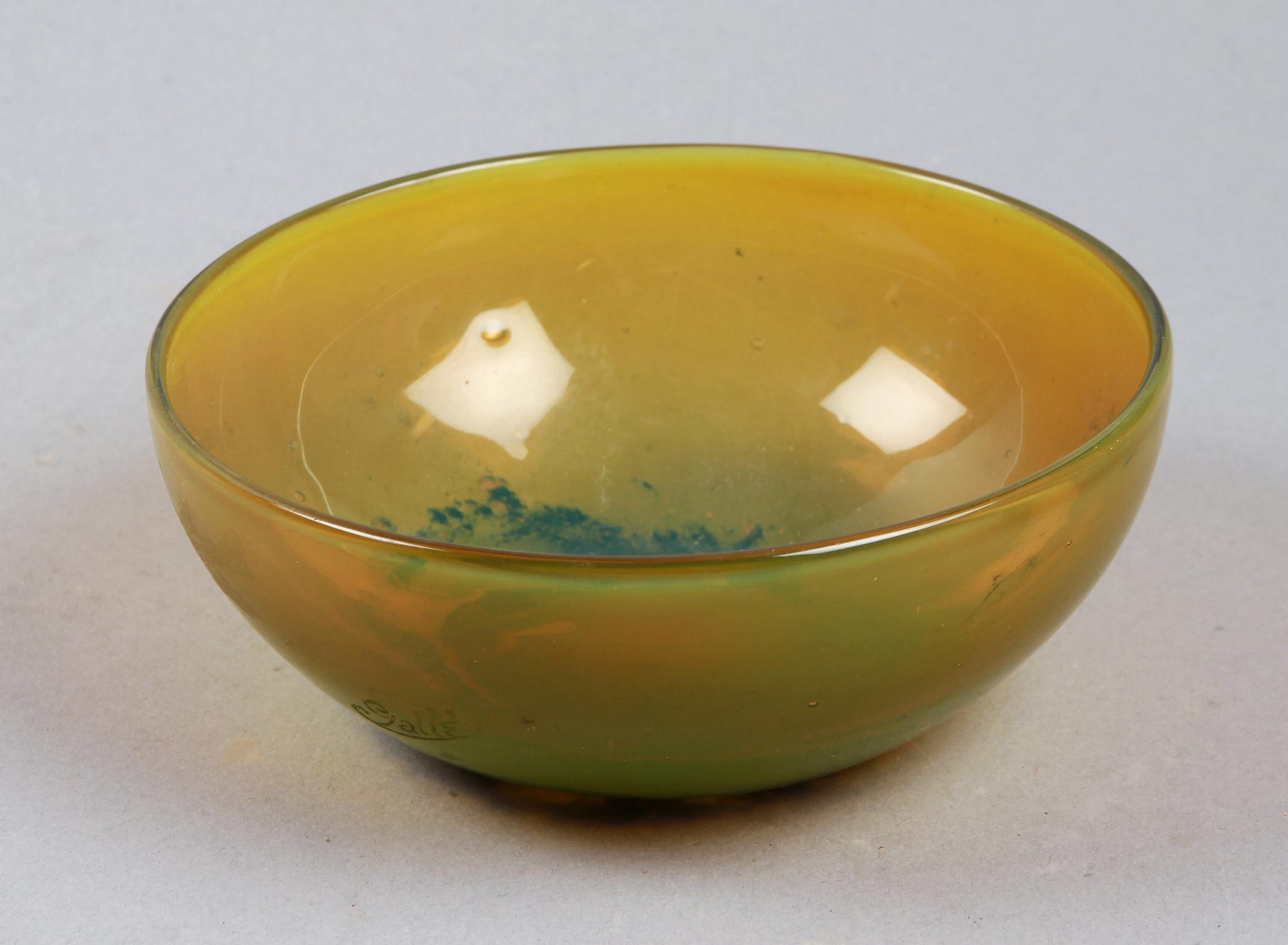 SKÅL, glas, märkt Gallé.