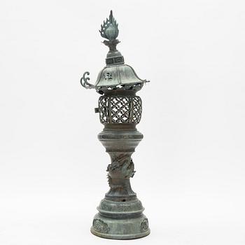 A large Japanese bronze garden lantern, early 20th Century.