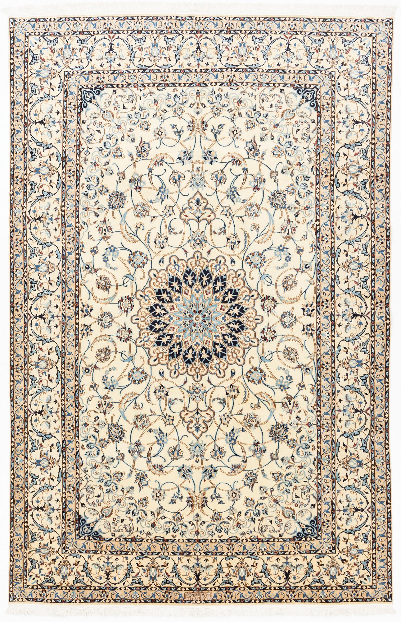 A carpet, Nain, part silk, fine 9 laa, signed, ca 327 x 210 cm.