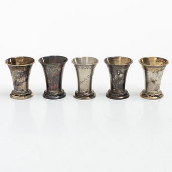 Ten Swedish silver beakers, mark of KG Markströms, Uppsala, some 1905.
