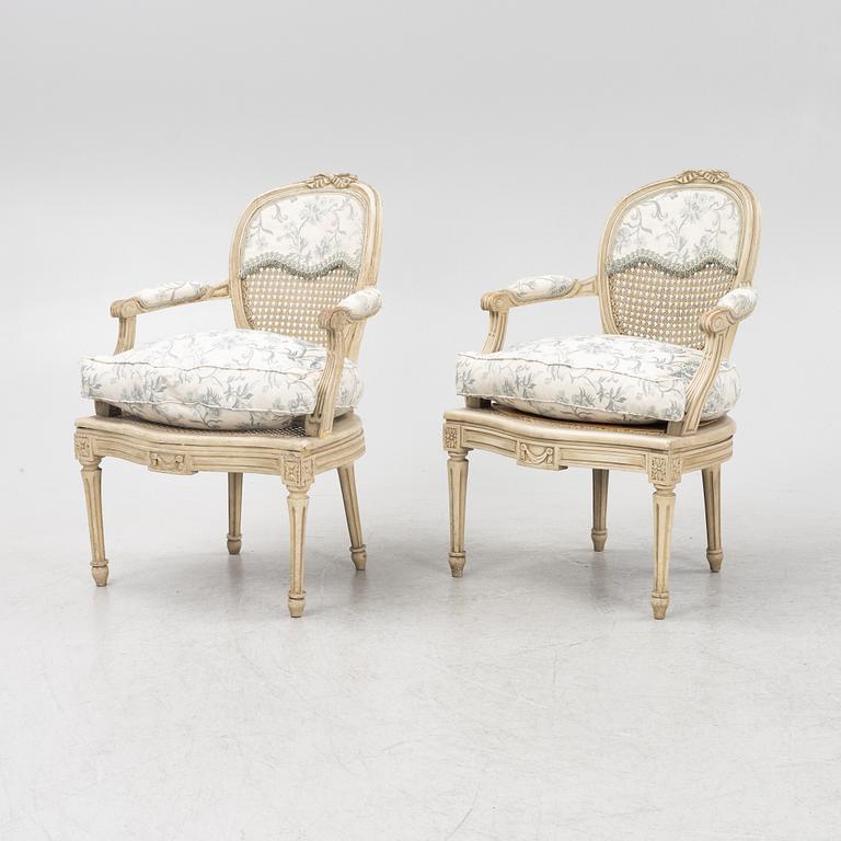 A pair of French Louis XVI-style chairs, 19th Century.
