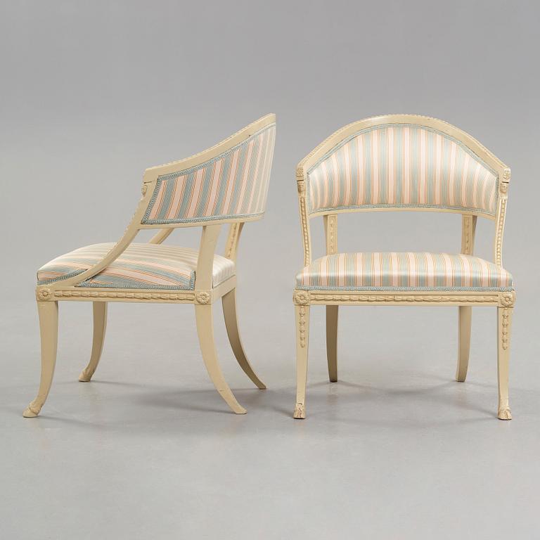 A pair of late Gustavian armchairs by Ephraim Ståhl (master in Stockholm 1794-1820).