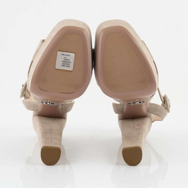Prada, a pair of beige suede sandals, size 37.