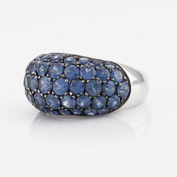 Ring in 18K white gold with sapphires.