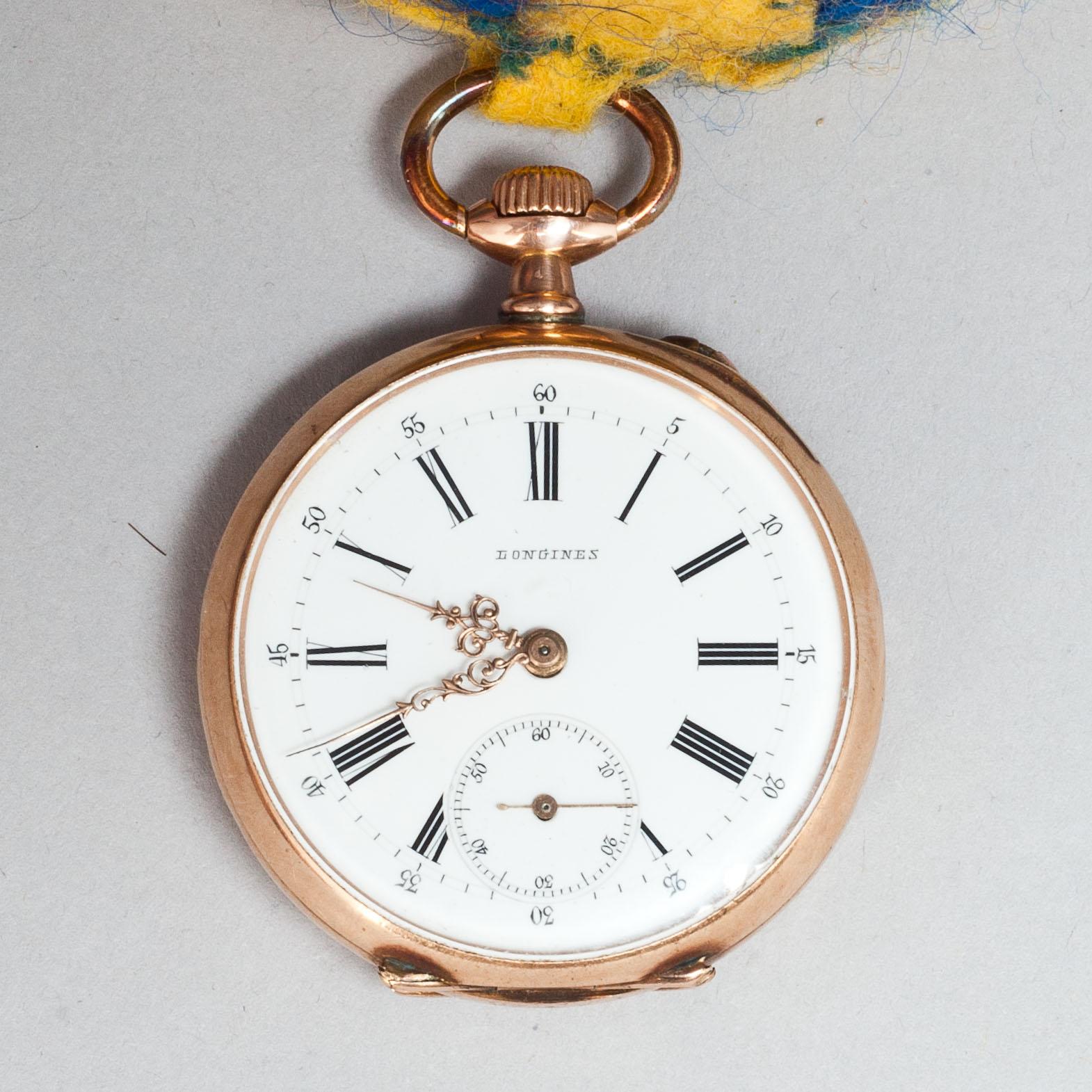 FICKUR, Longines 14k, I FICKURSSTÄLL flintgods.