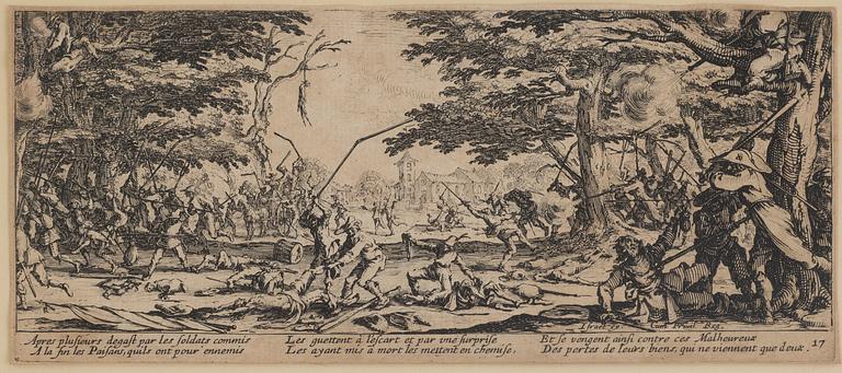 JACQUES CALLOT, the complete set of 18 etchings, 1633, second and third state mixed in the set.