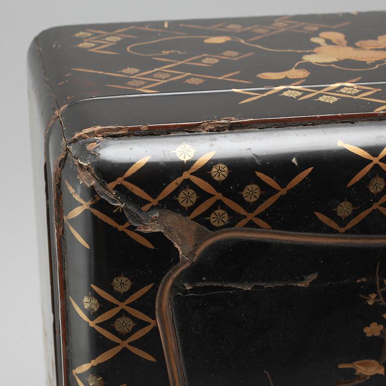 Two Japanese lacquered boxes with covers, circa 1900.