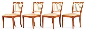 354. A set of four Josef Frank mahogany and ratten dining chairs, Svenskt Tenn, model 1165.
