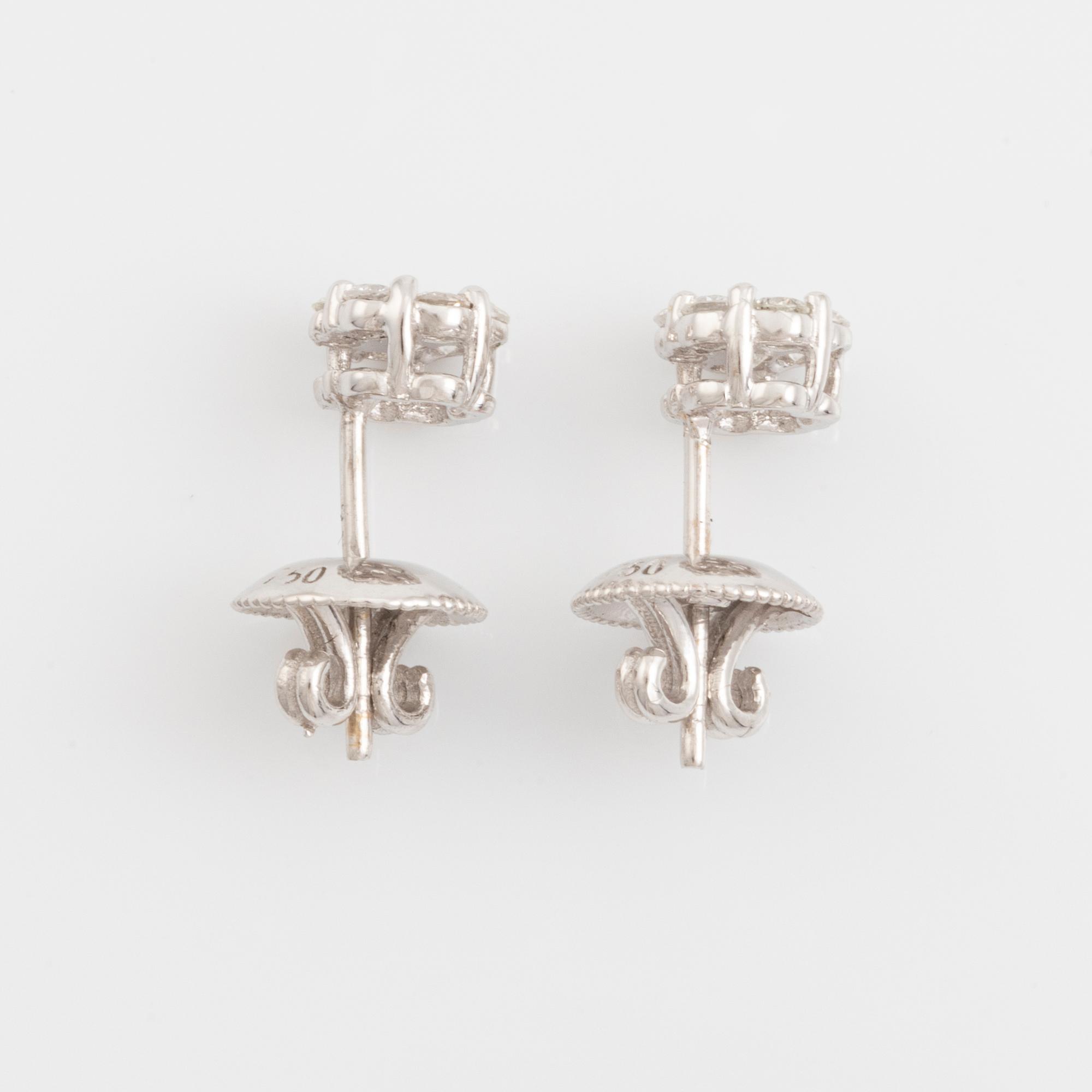 Brilliant cut diamond earrings.