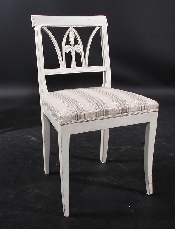 SOFFA SAMT 6 STOLAR, empire, märkta Johannes Nilsson, Lindome. Verksam i Skäggered och levde mellan 1777-1836.