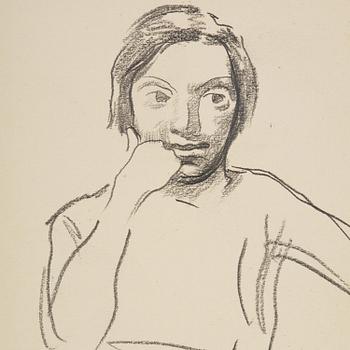 Lotte Laserstein, Seated woman from the front.