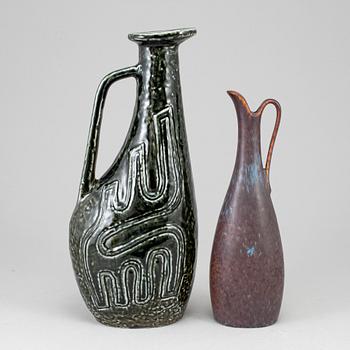 GUNNAR NYLUND, two stoneware jugs, one named "Farina", second half of the 20th century.