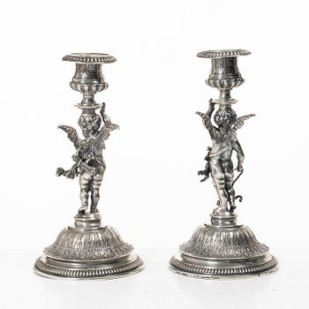 Candelsticks, a pair, silver, 1880s.