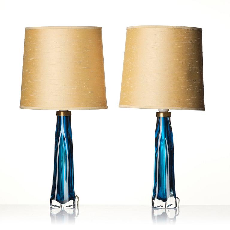 Carl Fagerlund, a pair of table lamps model "RD 1323", Orrefors, 1950s-60s.