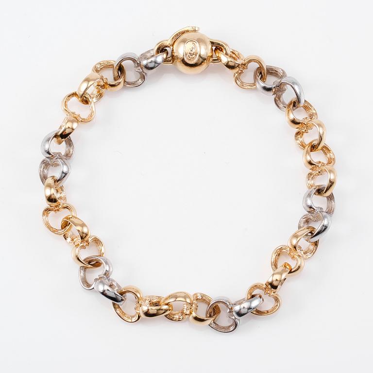 ARMBAND, 18K guld/vitguld samt mindre diamant, Per Borup. Total vikt ca 29 g.