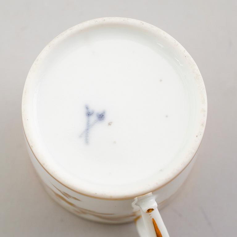 FRUKOSTSERVIS, porslin, 6 delar, Meissenliknande märke, 1800-talets första hälft.