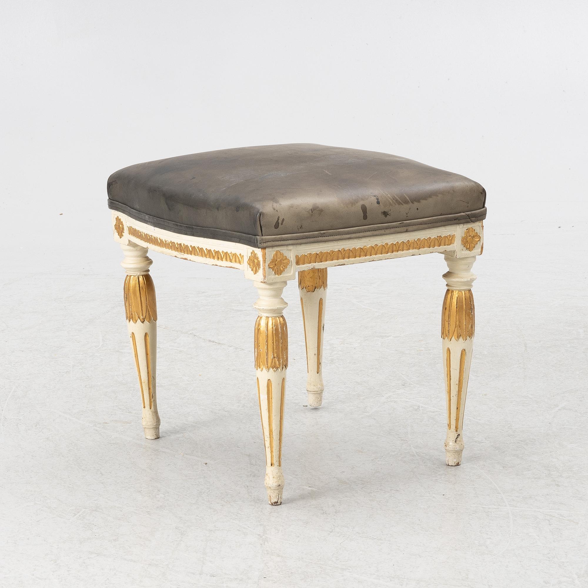 Anders Hellman (father and son, masters in Stockholm 1761-94/1793-1825), a late Gustaivian stool, circa 1800.