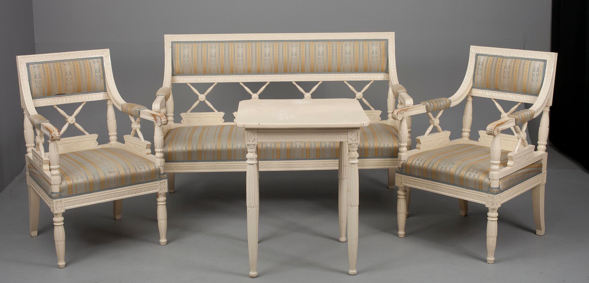 MÖBLEMANG, 4 delar, sengustaviansk stil, 
1900-talets början.