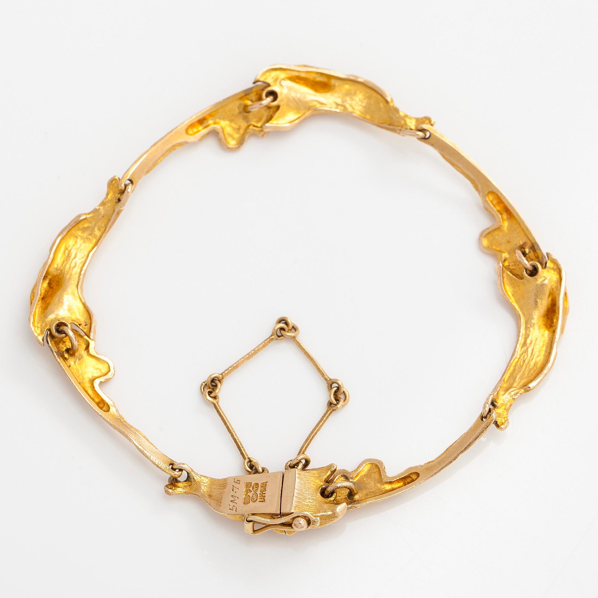 Björn Weckström, a 14K gold 'Orchid psychedelic' bracelet, Lapponia 1976.